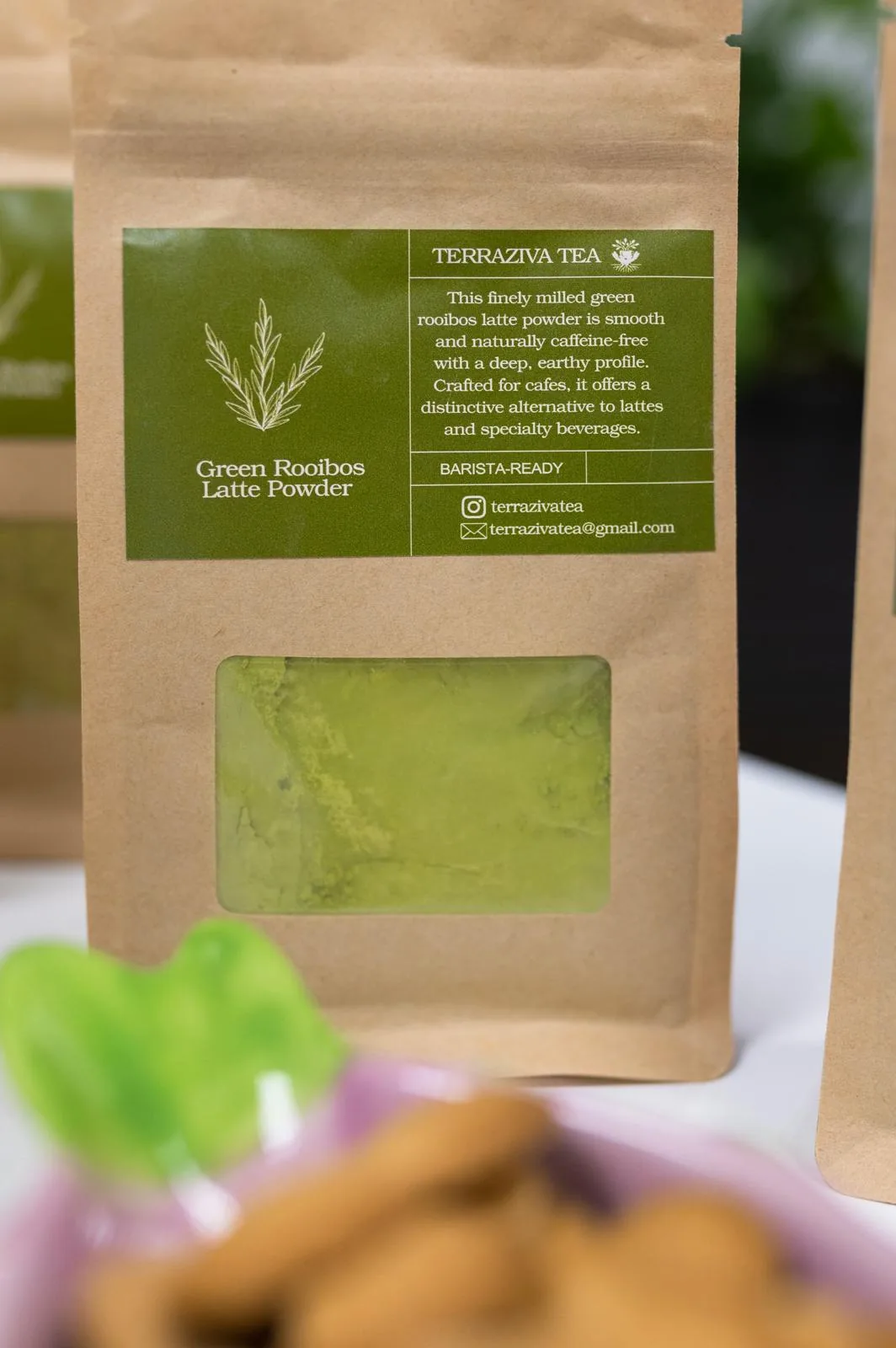 Close-up of Green Rooibos Latte Powder pouch
